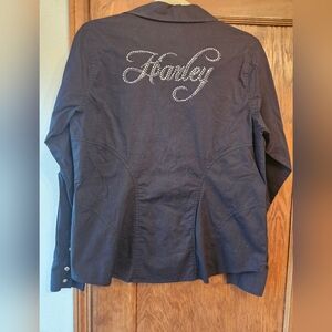 Harley-Davidson Black Blouse with Rhinestone Detail